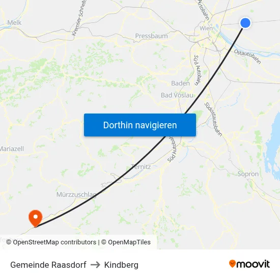 Gemeinde Raasdorf to Kindberg map