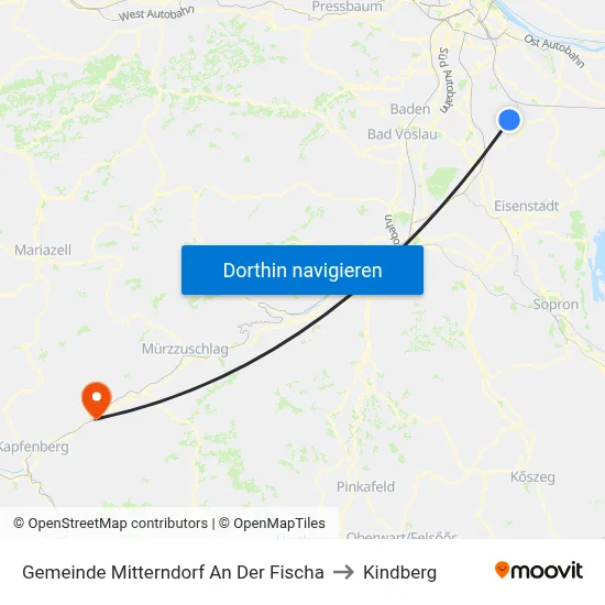 Gemeinde Mitterndorf An Der Fischa to Kindberg map