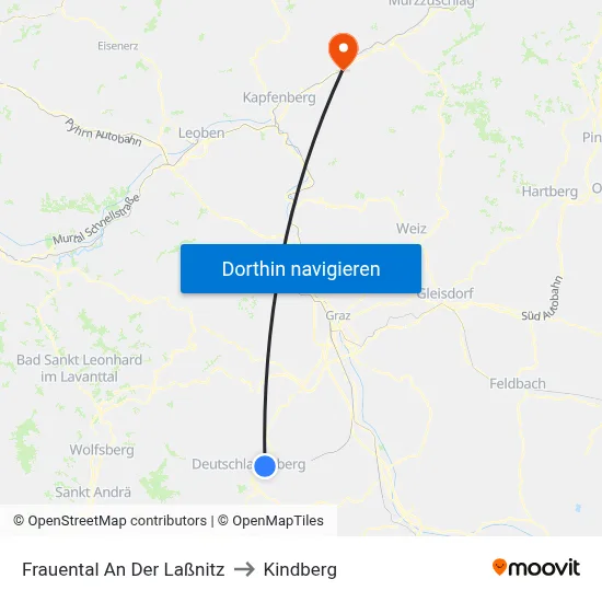 Frauental An Der Laßnitz to Kindberg map