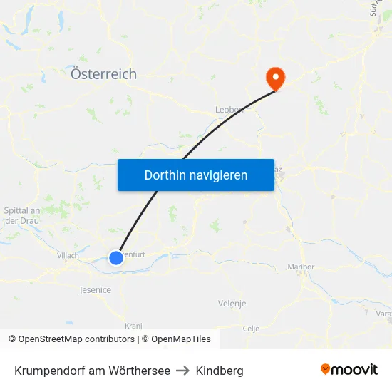 Krumpendorf am Wörthersee to Kindberg map