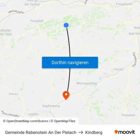 Gemeinde Rabenstein An Der Pielach to Kindberg map