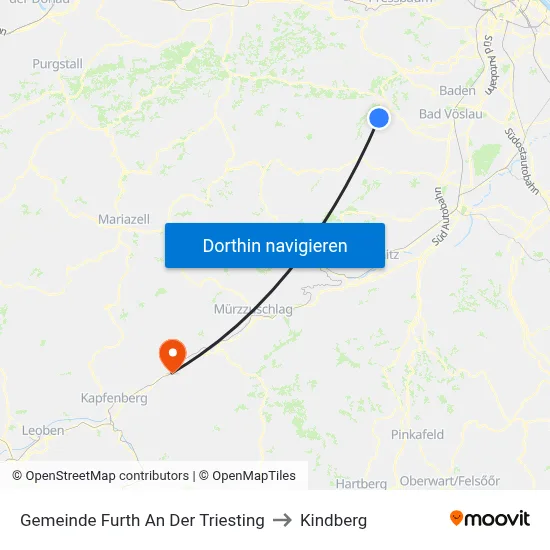 Gemeinde Furth An Der Triesting to Kindberg map