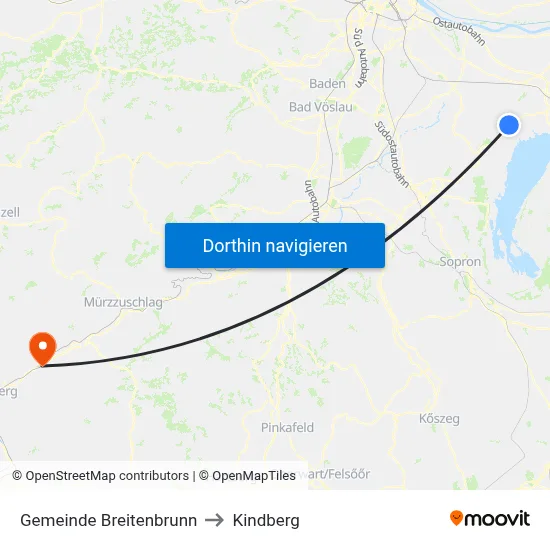 Gemeinde Breitenbrunn to Kindberg map