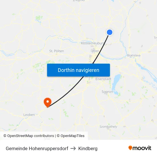 Gemeinde Hohenruppersdorf to Kindberg map