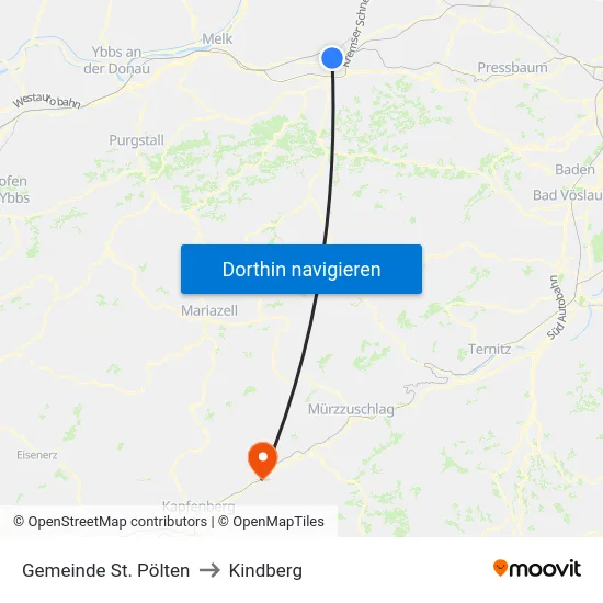 Gemeinde St. Pölten to Kindberg map