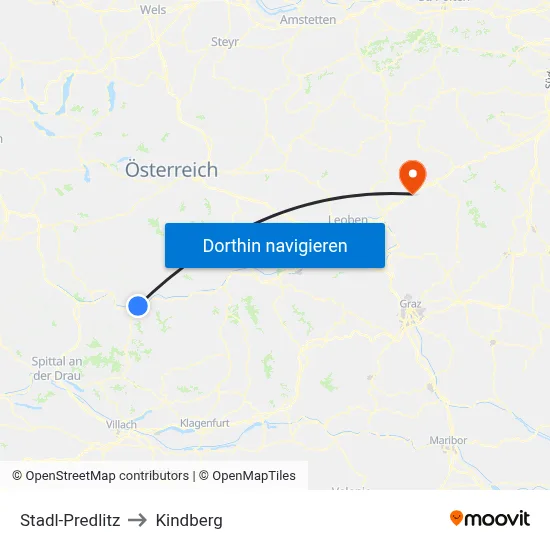 Stadl-Predlitz to Kindberg map