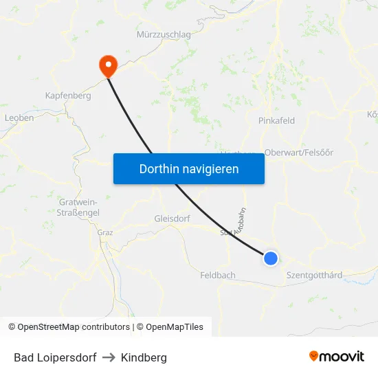 Bad Loipersdorf to Kindberg map