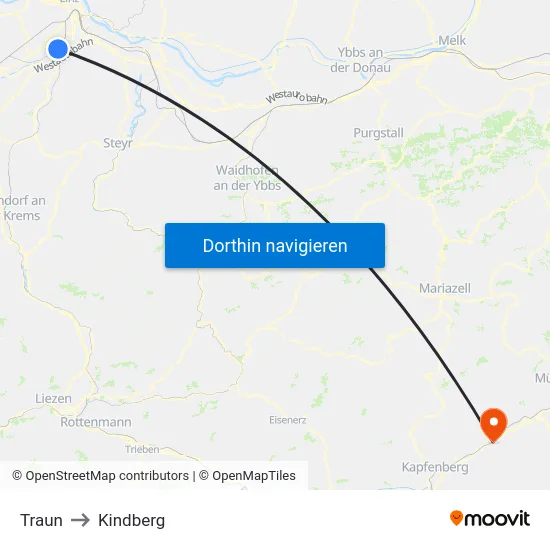 Traun to Kindberg map