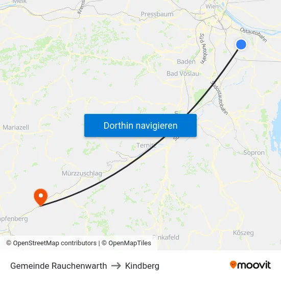 Gemeinde Rauchenwarth to Kindberg map