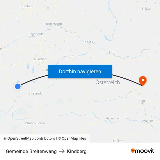 Gemeinde Breitenwang to Kindberg map