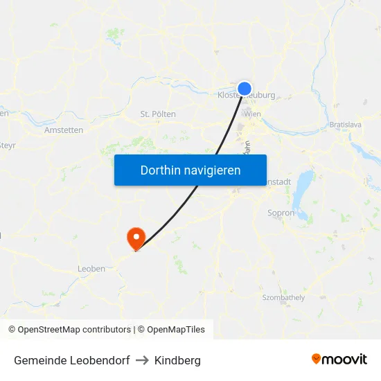 Gemeinde Leobendorf to Kindberg map