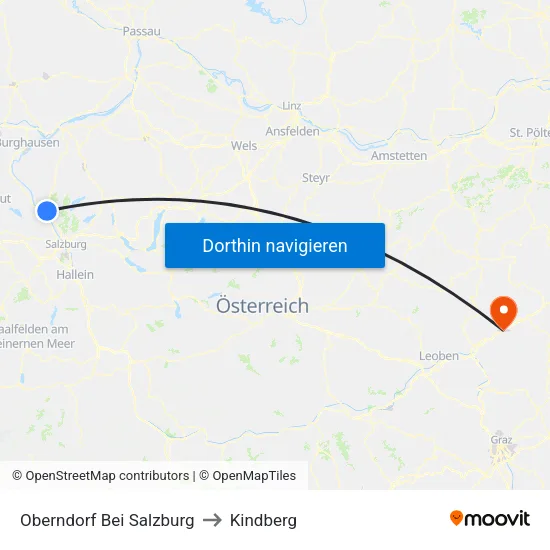 Oberndorf Bei Salzburg to Kindberg map