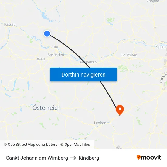 Sankt Johann am Wimberg to Kindberg map