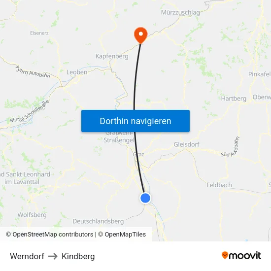Werndorf to Kindberg map