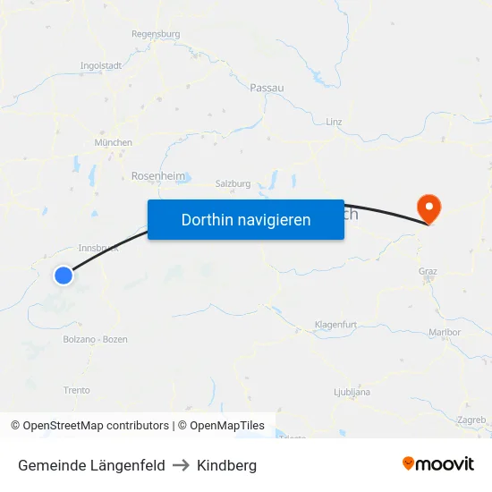 Gemeinde Längenfeld to Kindberg map
