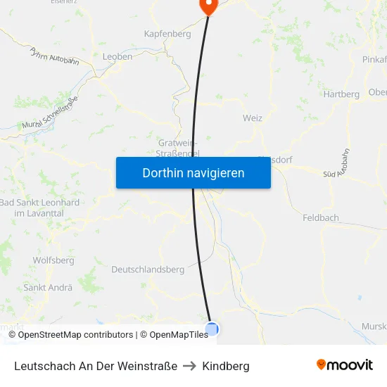 Leutschach An Der Weinstraße to Kindberg map