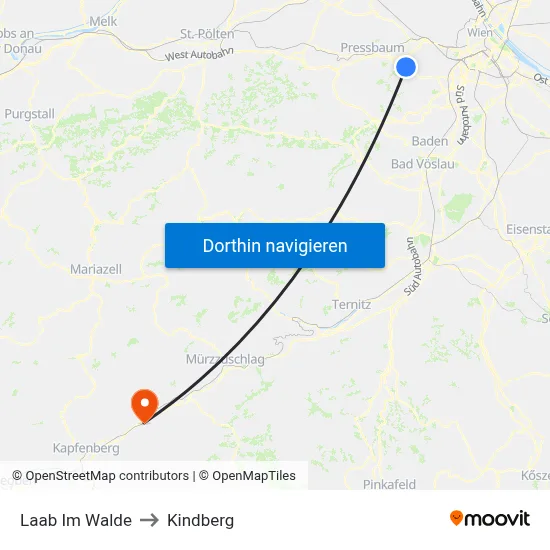 Laab Im Walde to Kindberg map