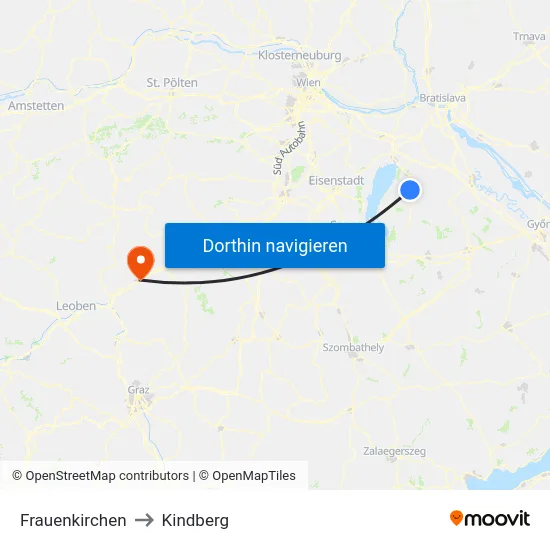 Frauenkirchen to Kindberg map