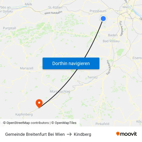 Gemeinde Breitenfurt Bei Wien to Kindberg map