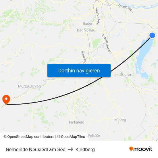 Gemeinde Neusiedl am See to Kindberg map
