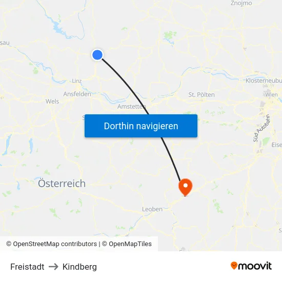 Freistadt to Kindberg map