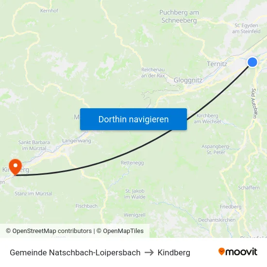 Gemeinde Natschbach-Loipersbach to Kindberg map