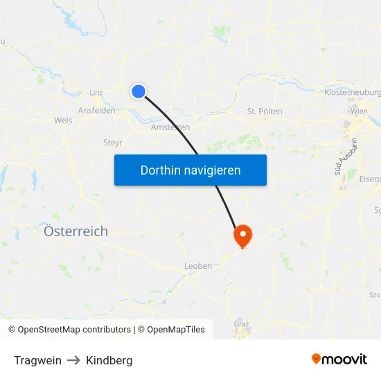 Tragwein to Kindberg map