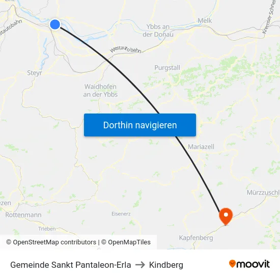 Gemeinde Sankt Pantaleon-Erla to Kindberg map