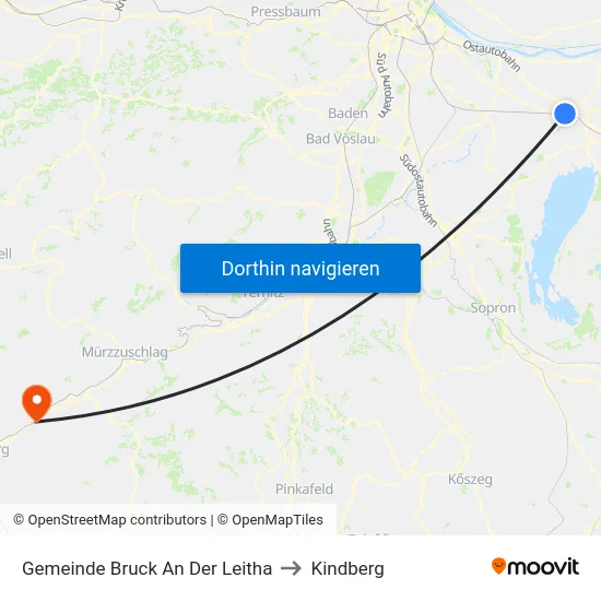 Gemeinde Bruck An Der Leitha to Kindberg map