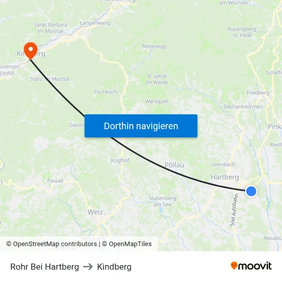 Rohr Bei Hartberg to Kindberg map