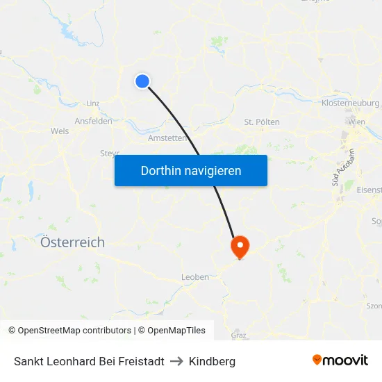 Sankt Leonhard Bei Freistadt to Kindberg map