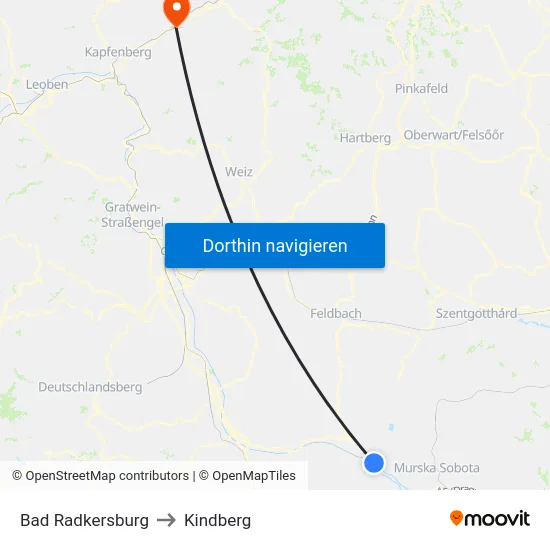 Bad Radkersburg to Kindberg map