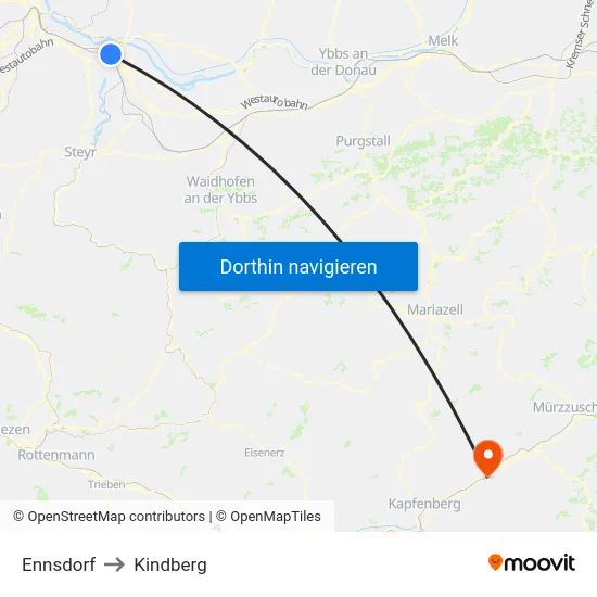 Ennsdorf to Kindberg map