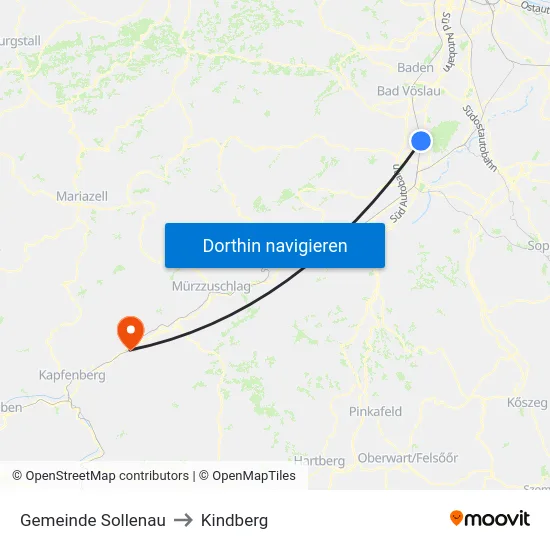 Gemeinde Sollenau to Kindberg map
