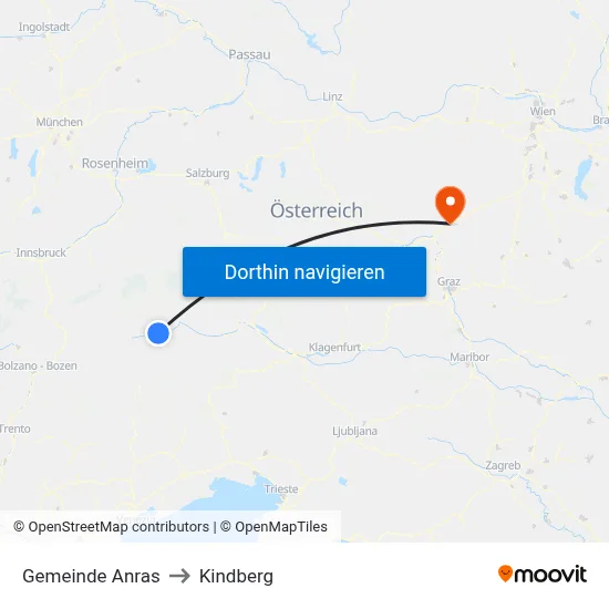 Gemeinde Anras to Kindberg map