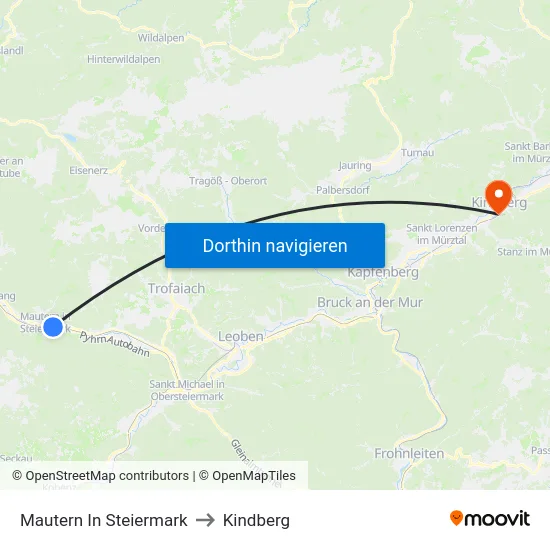 Mautern In Steiermark to Kindberg map