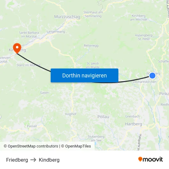 Friedberg to Kindberg map