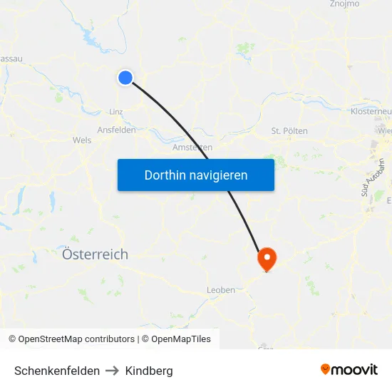 Schenkenfelden to Kindberg map