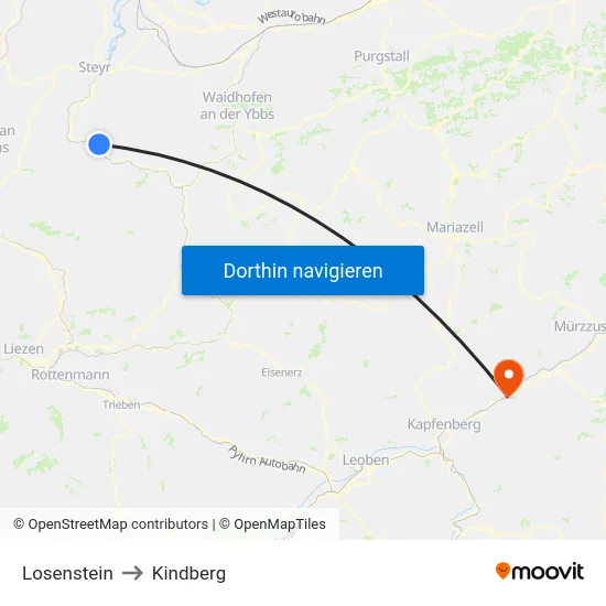 Losenstein to Kindberg map