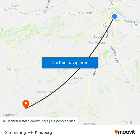 Simmering to Kindberg map