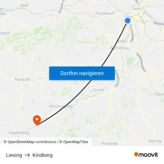 Liesing to Kindberg map