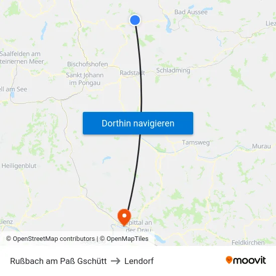 Rußbach am Paß Gschütt to Lendorf map