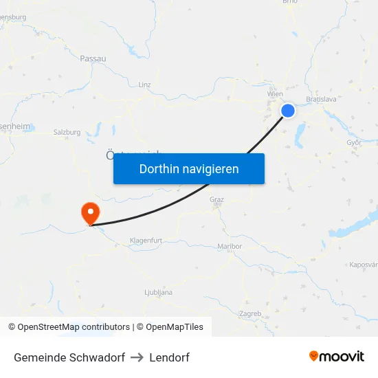 Gemeinde Schwadorf to Lendorf map
