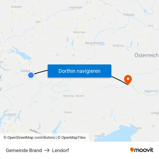 Gemeinde Brand to Lendorf map