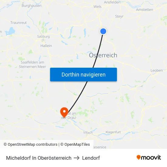 Micheldorf In Oberösterreich to Lendorf map