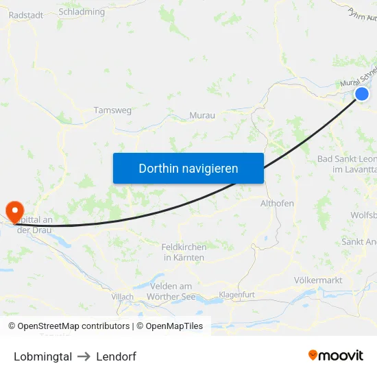 Lobmingtal to Lendorf map