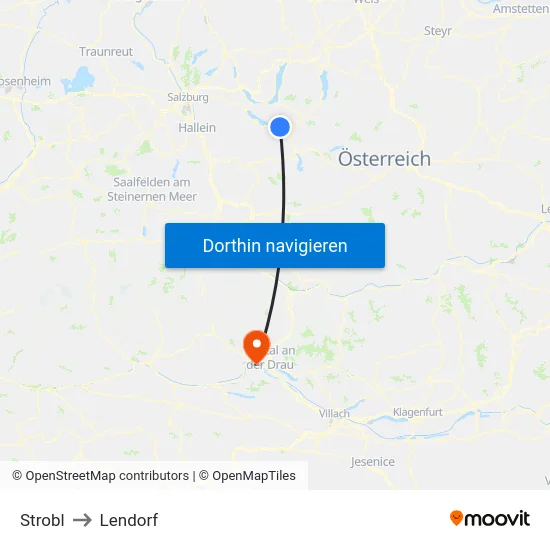 Strobl to Lendorf map