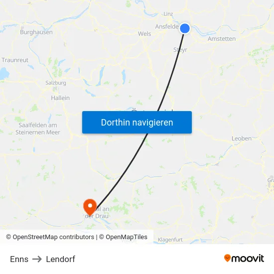 Enns to Lendorf map