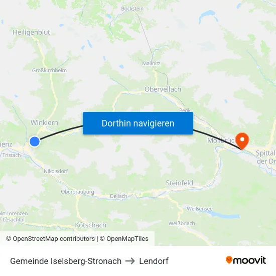 Gemeinde Iselsberg-Stronach to Lendorf map
