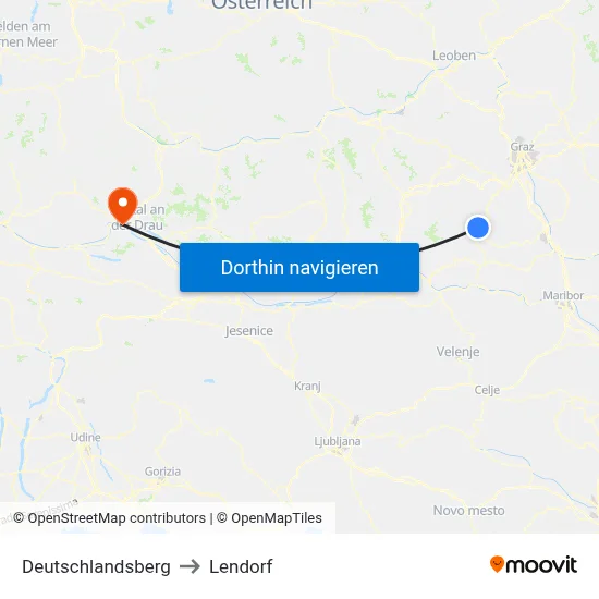 Deutschlandsberg to Lendorf map